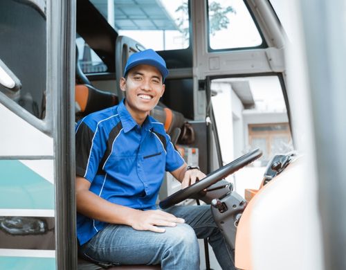 bus driver at the wheel